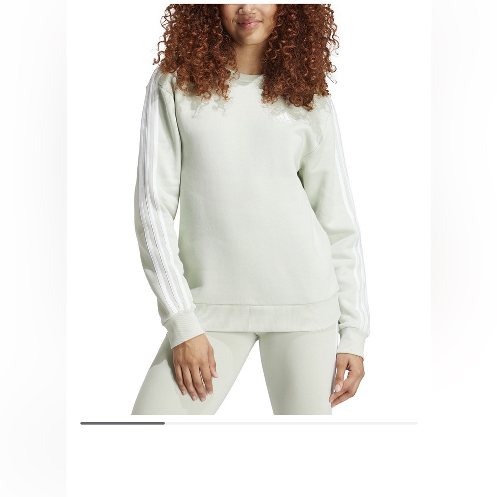 New Women’s 3-Stripe Cotton Fleece Crewneck Sweatshirt